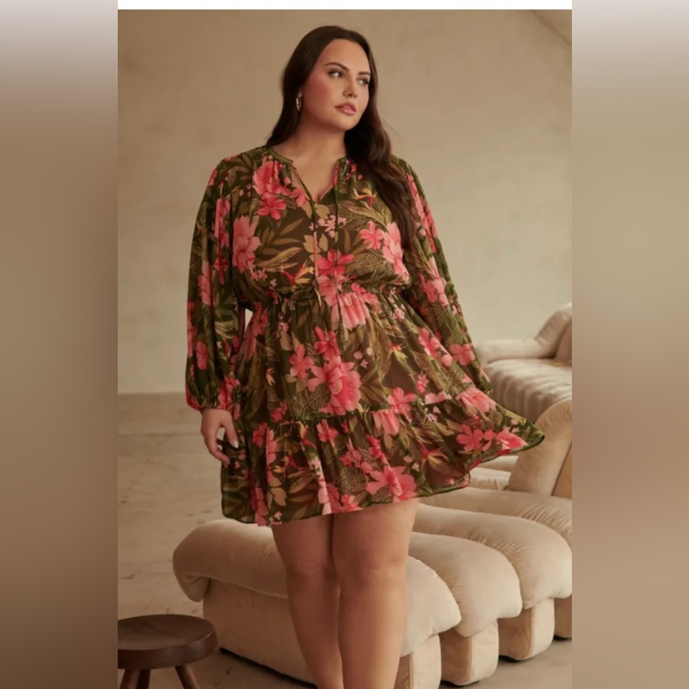 New Sugarlips  Elegant Floral Long Sleeve mini Dress varies  2/3X 🌸🌹🌹🌺 SL